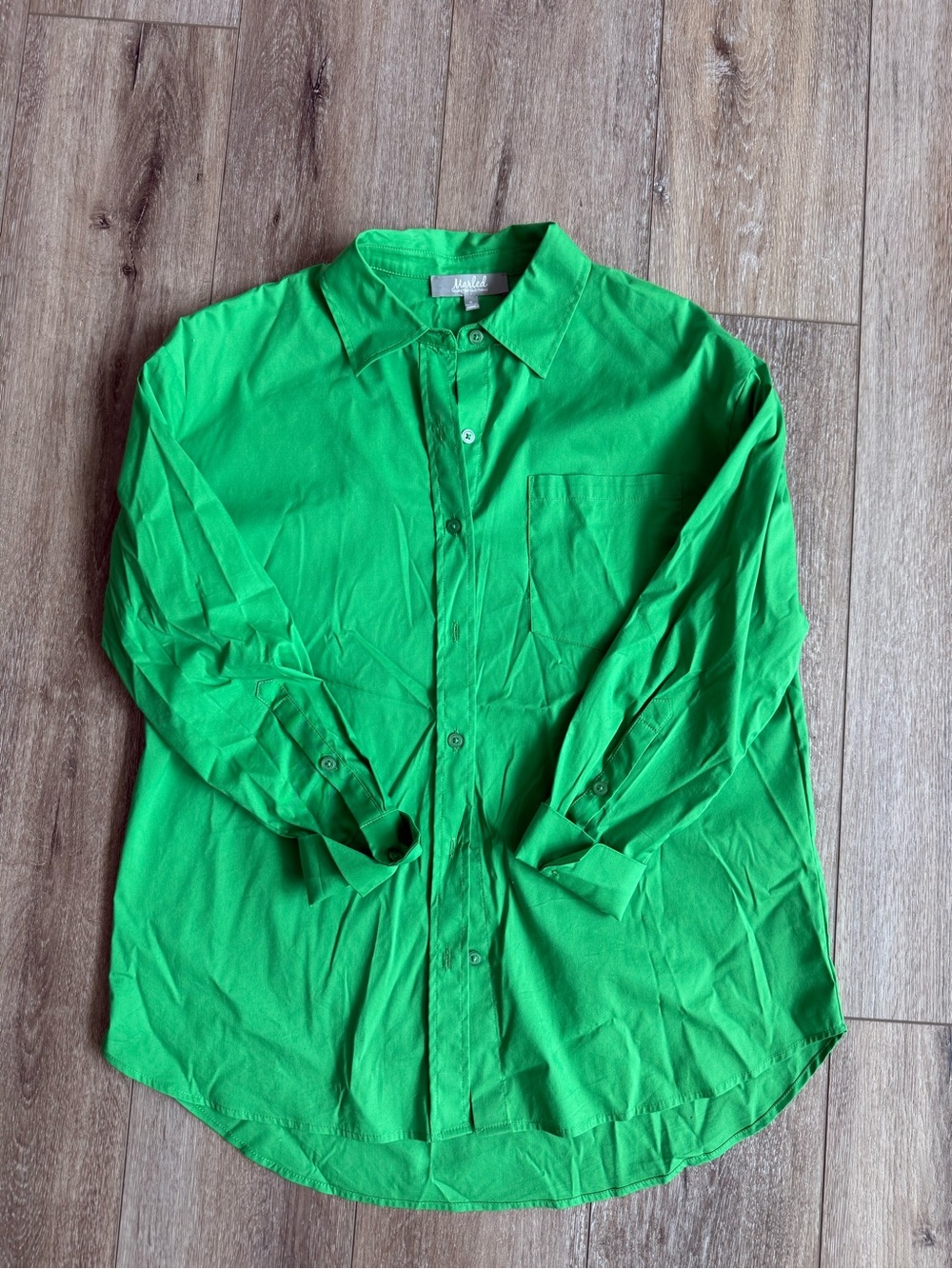 Marled Bright Green Women's Button-Down Shirt